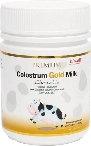 Vista 3 de Hi Well Premium - Leche de calostro bovino de Nueva Zelanda 200 comprimidos masticables de inmunoglobulina G (Igg) 20 ~ 25% (paquete de 3)