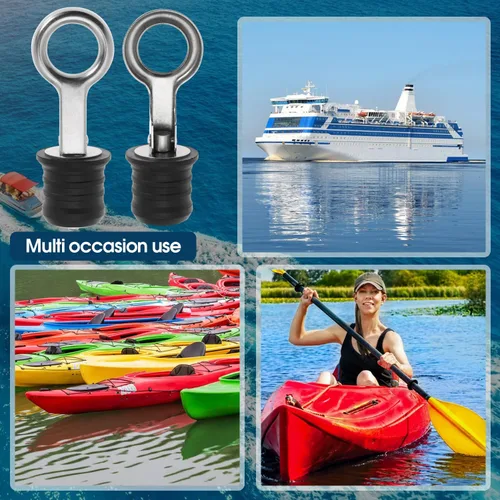 Vista 4 de Tapón de goma con mango a presión, tapón de drenaje de barco, con mango de latón/acero inoxidable, accesorios para barcos