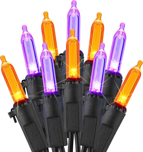 Vista 10 de ODEETRONIC Cadena de luces de Navidad transparentes, 21.63 pies, 100 luces incandescentes de alambre marrón, luz de Navidad para exteriores