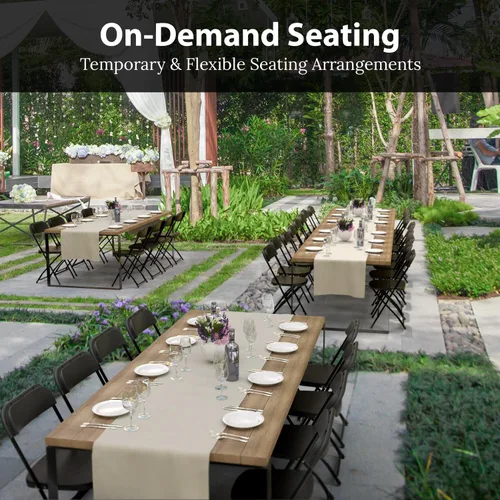 Vista 4 de 4 UNIDADES Silla plegable de plástico blanca Plegable y apilable Capacidad de 350 libras, estructura de acero, asientos para interiores