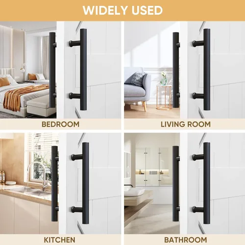 Vista 4 de JUBEST Manija de puerta de granero de 12 pulgadas, pasamanos de puerta corredera en forma de H de doble cara, manijas de puerta batiente