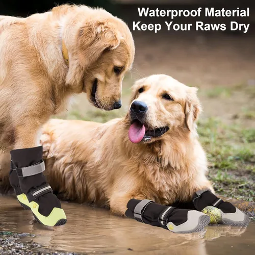 Vista 8 de Zapatos para perros grandes, botas para perros medianos y protectores de patas para el día de invierno, pavimento caliente de verano, impermeable