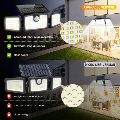 Vista 5 de MIHANI Luces Solares para Exteriores, Luces Solares con Sensor de Movimiento para Cubierta al Aire Libre con Alta Brillo, Panel Solar Integrado