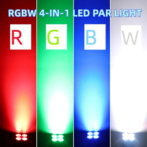 Vista 2 de AQOOL Stage Par Lights, RGBW 4-in-1 LED Par Light Stage Lights DMX Sonido activado, control remoto, múltiples modos, iluminación estroboscópica