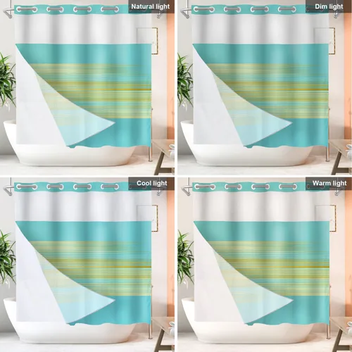 Vista 608 de Shrahala Father and Child Embracing No Hooks Shower Curtain with Snap in Liner Set, Tender Moment Captured Bathroom Décor Polyester Fiber Waterproof