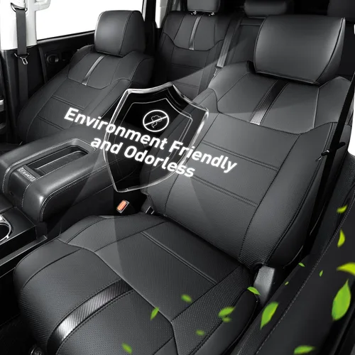 Vista 6 de Super Funda para Toyota Tundra 2014-2021 (solo CrewMax), protectores de asiento de cuero completamente cubiertos para Tundra 2021 2020 2019 2018