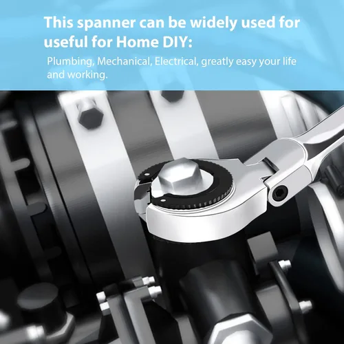 Vista 7 de LOSCHEN 1 llave de trinquete de cabeza flexible abierta 3/4, llave de trinquete SAE con 72 dientes, llave de trinquete de tubo de acero al cromo