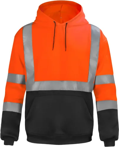 Vista 16 de sesafety Sudadera de alta visibilidad de clase 3 para hombre, sudadera con capucha, sudadera con capucha de seguridad de alta visibilidad, seguridad