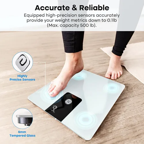Vista 6 de GE Báscula de baño para peso corporal, báscula digital de peso de 500 libras, dispositivo de medición resistente para personas, pesadora precisa