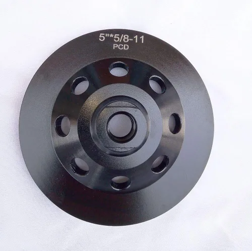 Vista 2 de Muela abrasiva PCD de 5 pulgadas 6 segmentos para quitar pegamento epoxi pintura masilla y revestimiento de superficie de piso de hormigón con rosca