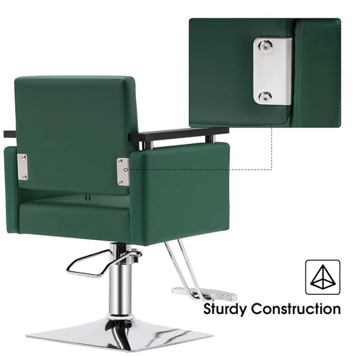 Vista 6 de BarberPub Silla de peluquero hidráulica clásica Silla de salón de belleza Spa Styling Equipo de salón 8803 (verde)