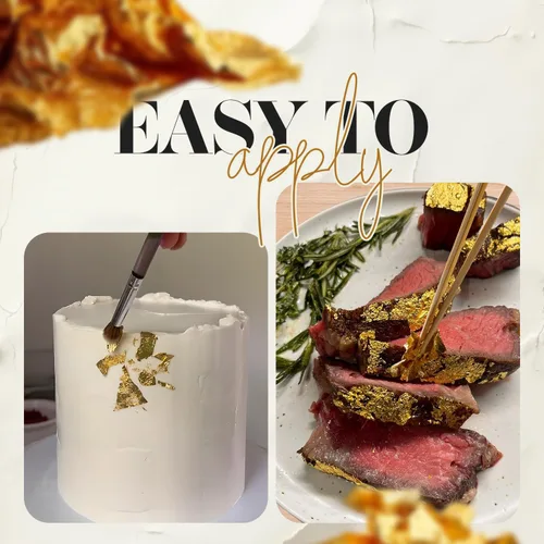 Vista 9 de BeePoint - Hojas de oro comestibles de 24 K - Hojas de oro de 100 mg para decorar pasteles, hornear, cocinar, cupcakes, chocolates, bebidas - Hojas