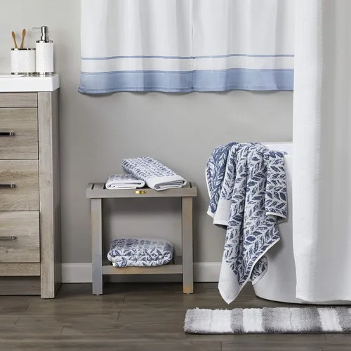 Vista 7 de SKL Home by Saturday Knight Ltd - Toalla de mano con hojas desgastadas paquete de 2 azul mezclilla