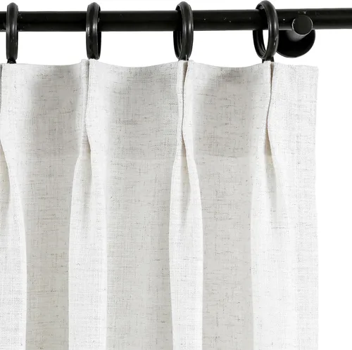 Vista 3 de Frelement Cortinas de oscurecimiento de habitación con forro opaco para dormitorio, cortinas plisadas de lino con aislamiento térmico para sala