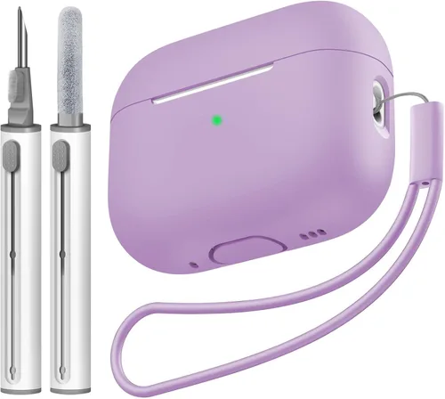 Vista 28 de Compatible con Airpods Pro 2 Case, Funda Protectora de Piel de Silicona Suave con Kit de Limpieza y Cordón Compatible para AirPod Pro de 2ª