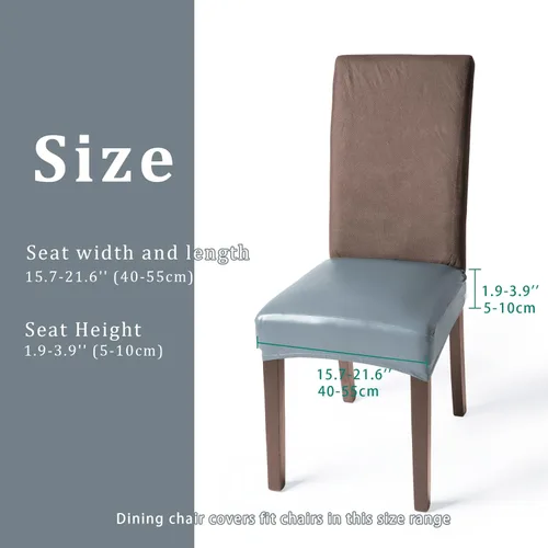 Vista 2 de OSVINO Paquete de 4 fundas elásticas de asiento para sillas de comedor, de piel sintética, extraíbles y lavables, de jacquard, impermeables