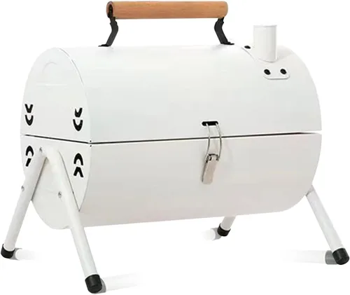 Vista 8 de Ergocar Parrilla de barbacoa, parrilla de barbacoa de mesa 2 en 1, barbacoa de hierro portátil con bandeja para hornear, parrilla de carbón