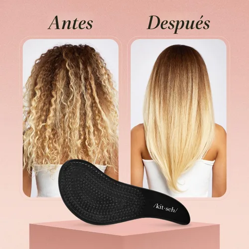 Vista 5 de Kitsch Cepillo desenredante – Cepillo suave para cabello rizado con cerdas flexibles para todo tipo de cabello – húmedo o seco Cepillos Negro
