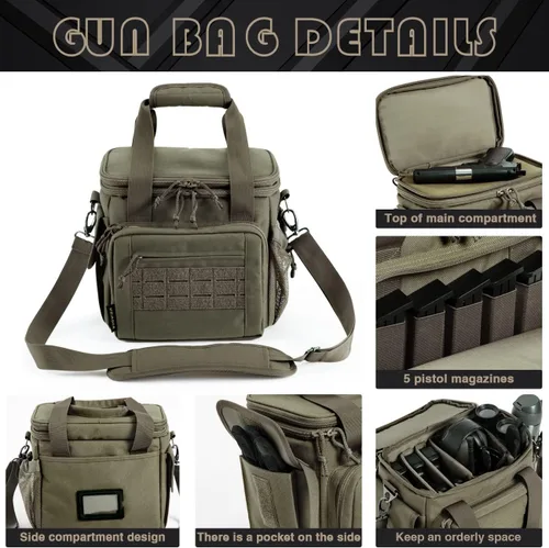Vista 3 de VEAGIA Bolsa para el rango, estuche para pistola, bolsas de rango de estuche suave para pistolas y municiones con doble capa a prueba de explosiones
