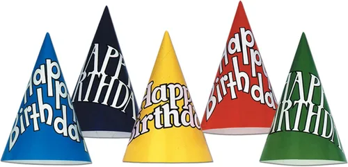 Sombreros de feliz cumpleaños (colores asstd) accesorio de fiesta (1 unidad)