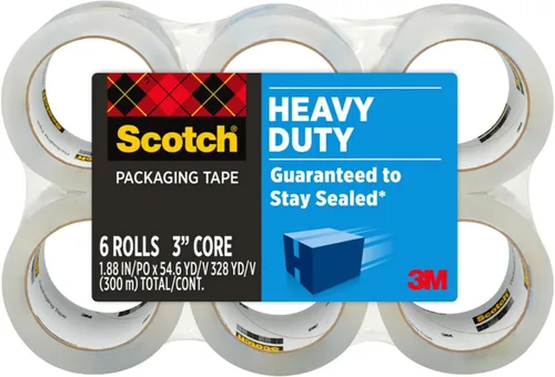 Vista 10 de Scotch Heavy Duty Shipping Packing Tape, Clear, Shipping and Packaging Supplies, 1.88 in. x 54.6 yd., 6 Tape Rolls