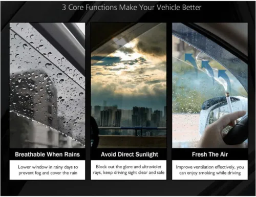 Vista 5 de 1 Pair Sun Rain Guard Window Visors Front Left Driver Right Passenger Upper Side Tape On External Window Slim Style Acrylic Smoke Tinted Set