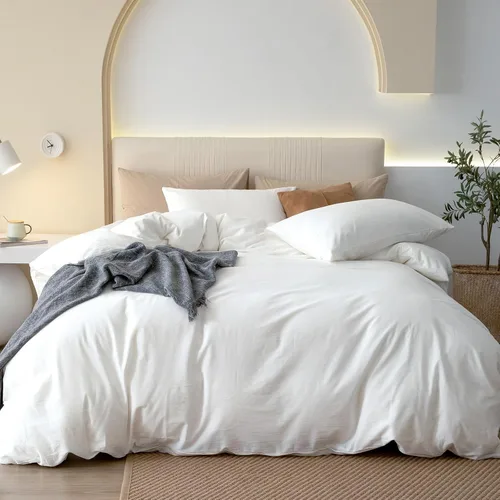 Vista 7 de JIYUAN - Juego de 2 piezas de 1 funda de edredón de algodón 100% lavado de 68x90 pulgadas (relleno no incluido) y 1 funda de almohada, cómodo