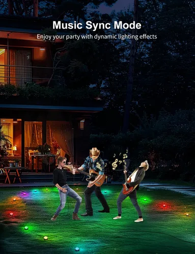 Vista 9 de APPECK Paquete de 15 luces inteligentes de suelo para exteriores, luces RGBW de 32 pies que cambian de color con cable, iluminación de paisaje