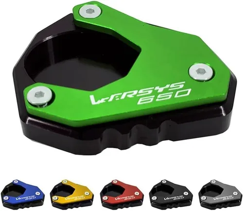 Vista 3 de LEINOX Motorcycle Side Stand pad Motorcycle CNC Kickstand Foot Side Stand Extension Pad Support Plate for Kawasaki V&ER&SYS 650 ABS 2010-2020 2019