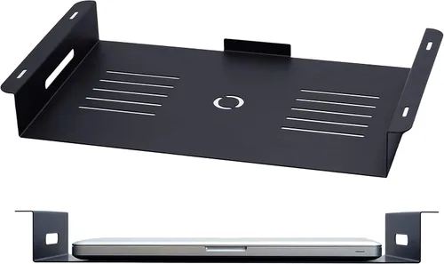 Oeveo Soporte para laptop debajo del escritorio, negro, se adapta a portátiles de hasta 17 pulgadas, 2.375 pulgadas de alto x 19.5 pulgadas de ancho