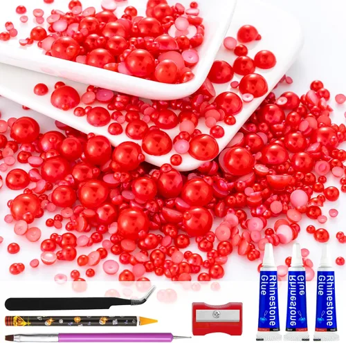 Vista 29 de 60g Perlas de Plata Gris y Diamantes de Imitación para Manualidades Tamaño Mixto 3mm-10mm Color AB Perlas Redondas Mitad Planas y Diamantes