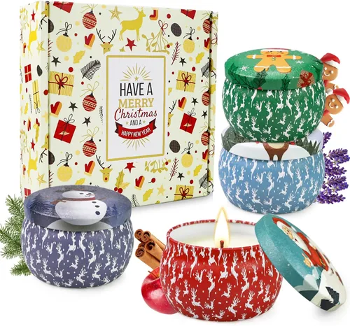 Vista 10 de Paquete de regalo de velas para mujer, 2 juegos de 4 velas perfumadas (8 en total), 8% de aceites esenciales, velas de aromaterapia de larga
