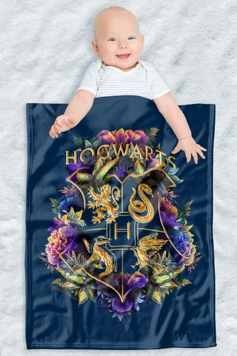 Hogwarts - Escudo floral multicolor unisex de 30 x 40 pulgadas, para bebés y niñas