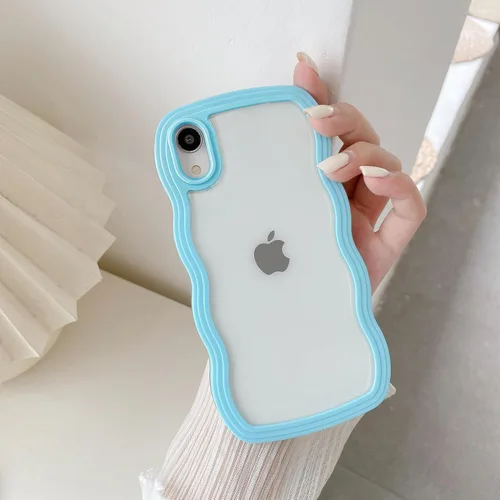 Vista 33 de QLTYPRI Funda compatible con iPhone 7/8/SE, bonita funda transparente con marco ondulado rizado para niñas y mujeres, funda protectora de TPU