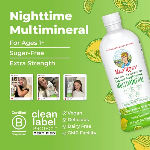 Vista 8 de Líquido multimineral natural para dormir de MaryRuth, bebida para dormir, con vitaminas veganas, magnesio, calcio y MSM, sin melatonina, azúcar