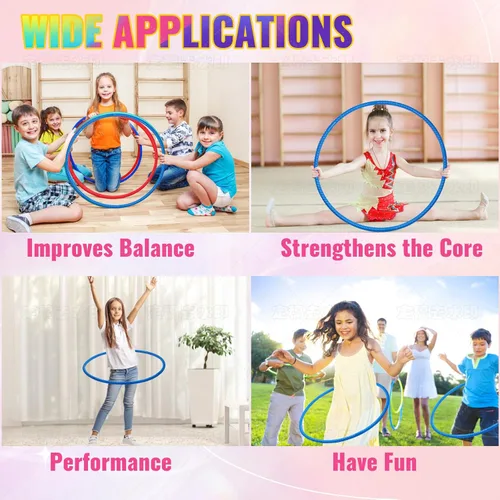 Vista 5 de 8 aros de juguete para niños, aro de plástico desmontable ajustable para juguete, círculos de aro de ejercicio de colores para adolescentes