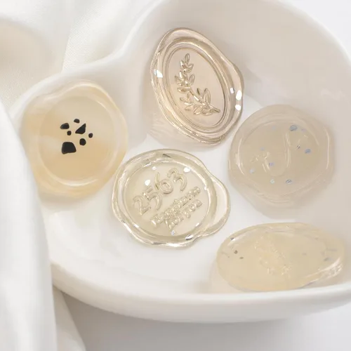 Vista 3 de Calcomanías de sello de cera ámbar transparente, 54 piezas de sellos de sobres con temática floral, calcomanías adhesivas para Navidad, invitaciones