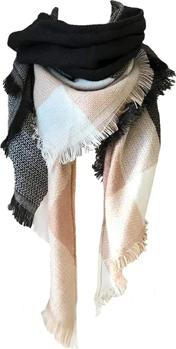 Vista 34 de Wander Agio - Bufanda envolvente con diseño a cuadros o triangular para mujer, cálida y larga, de punto, sensación de cachemira, chal