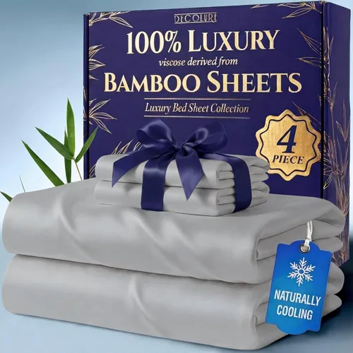 Vista 10 de DECOLURE Sábanas 100% Viscosa Derivada de Bambú Tamaño Individual - Sábanas de Lujo de 3 Piezas Naturalmente Refrescantes, Juego de Cama Ultra Suave