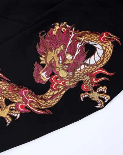 Vista 4 de Niepce Inc Streetwear - Sudaderas con capucha bordadas de dragón para hombre