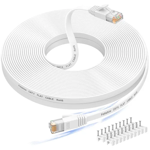 Vista 9 de Folishine Cable Ethernet Cat 6e de 10 pies, cable de red plano con conector RJ45 sin enganches para divisor Ethernet, PS4, Xbox, cable LAN de alta