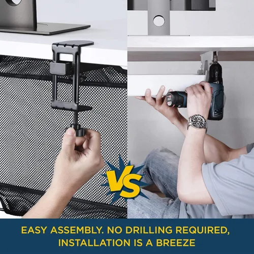 Vista 3 de Organización de cables de malla para debajo del escritorio, bandeja de administración de cables de 36 pulgadas para regleta de alimentación