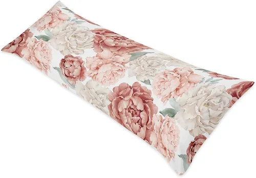 Vista 12 de Sweet Jojo Designs Funda de almohada corporal con diseño floral de acuarela gris (almohada no incluida), rosa rubor, gris y blanco, estilo Shabby
