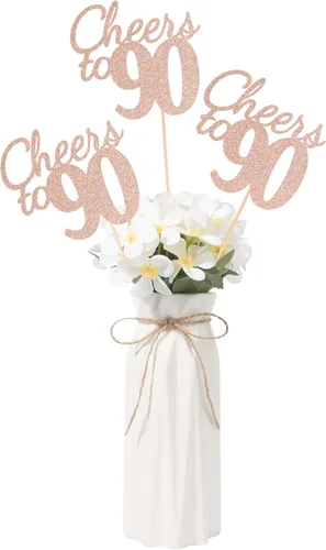 Vista 44 de Gexolenu Cheers to 21, paquete de 10 piezas de centros de mesa de cumpleaños número 21 con purpurina negra de doble cara para mesas, palitos