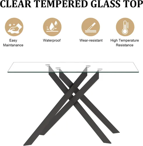 Vista 21 de Mesa de comedor redonda de 36 pulgadas para 4, mesas de cocina y comedor de cristal, moderna mesa de comedor circular con mesa de vidrio templado