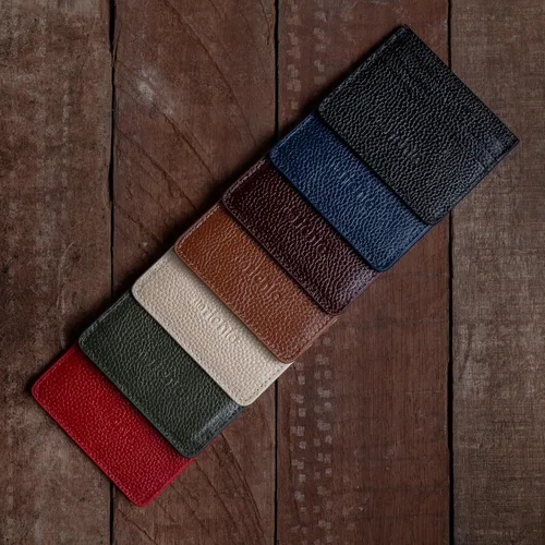Vista 4 de derichie Tarjetero ultradelgado de cuero de alta calidad Cartera minimalista con bolsillo frontal Geniune Leather Thin Mini, funda para tarjetas