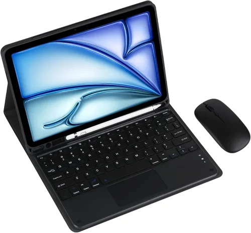 Vista 9 de Funda de teclado para Samsung Galaxy Tab A8 (2021) de 10.5 pulgadas SM-X220/X225 Tablet teclado desmontable, funda de cuero totalmente envuelta