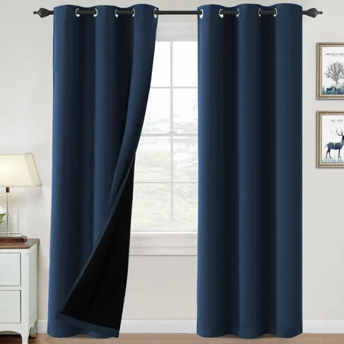 Vista 102 de H.VERSAILTEX Cortinas 100% de opacidad para dormitorio, con aislamiento térmico, cortinas opacas de 63 pulgadas de largo, cortinas de bloqueo