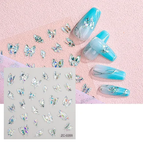 Vista 6 de SILPECWEE 6 hojas de calcomanías de arte de uñas en relieve dorado 5D, marco geométrico irregular, diseño de calcomanías huecas para uñas