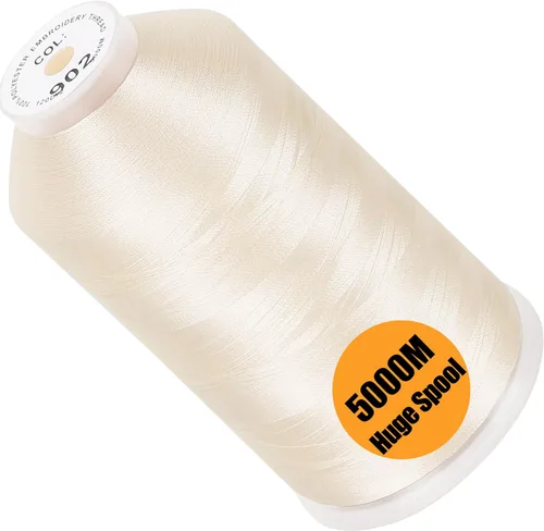 Vista 7 de New brothread - Bobina única de 5000 m de hilo de poliéster para máquina de bordar de 40WT para máquinas comerciales y domésticas - Verde opalino